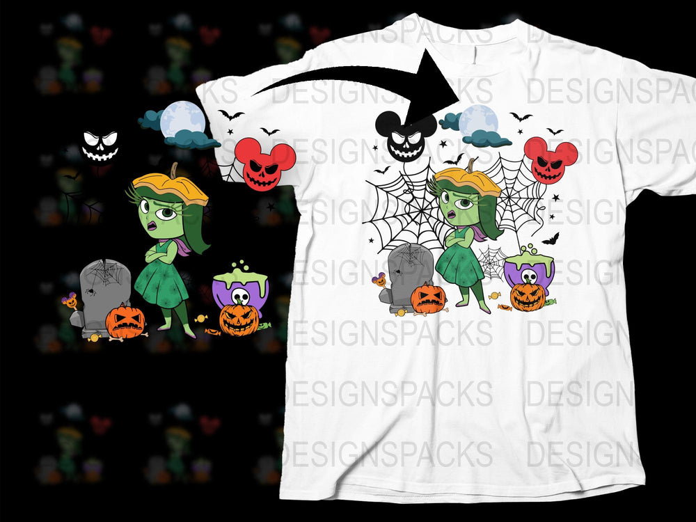 Halloween T-Shirt, Spooky Witch and Pumpkins, Kids and Adults Tee, Unique Ghost Design, Fun October Apparel