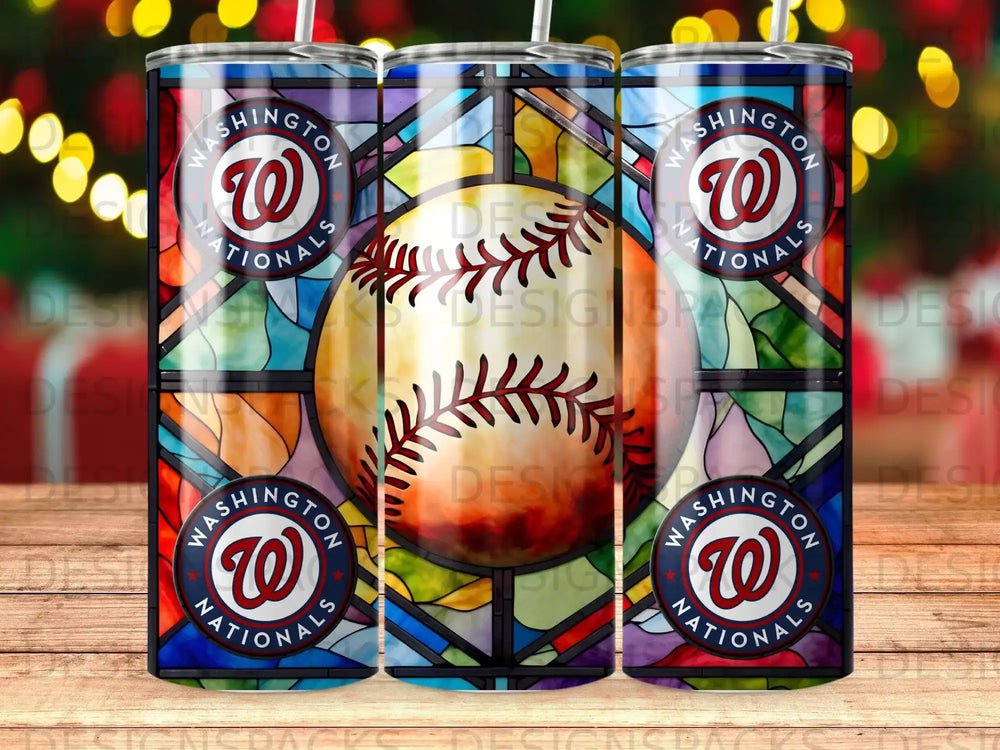 Washington Nationals baseball with stained glass pattern.