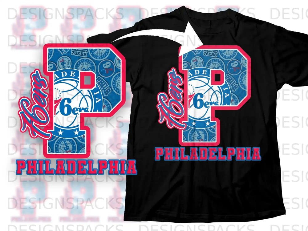 Philadelphia 76ers P Logo Graphic Design T-Shirt