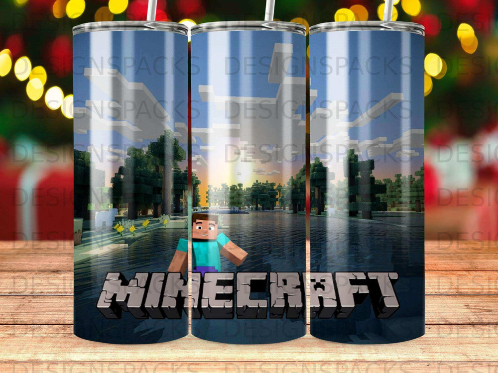 Minecraft character in a forest landscape, digitally rendered.