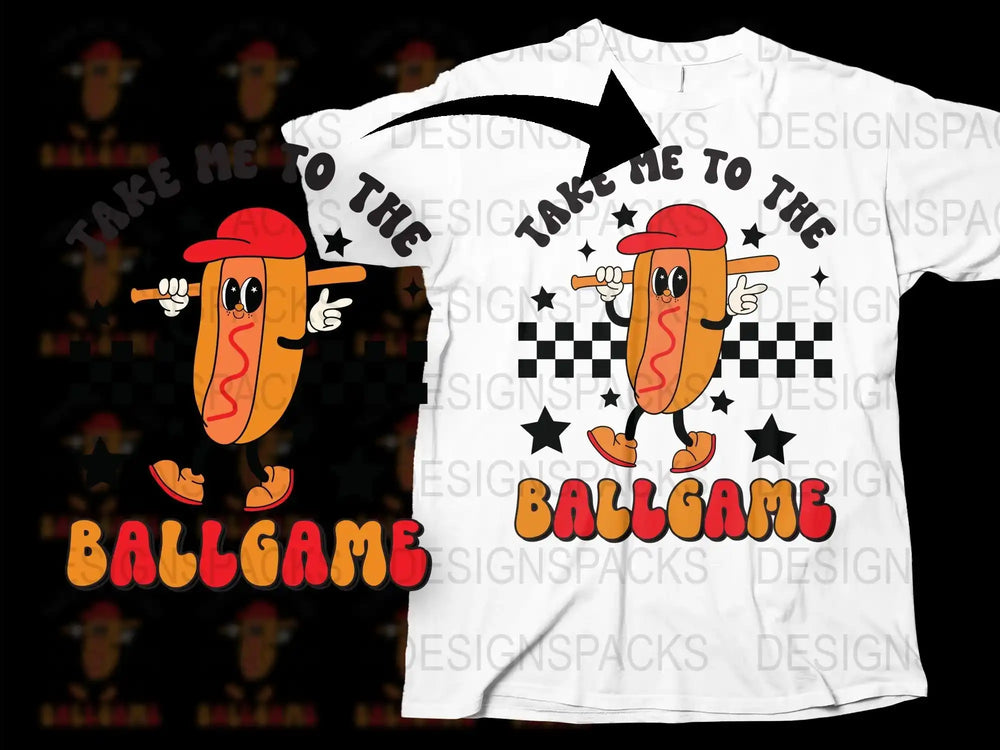 Fun Ballgame Hot Dog T-Shirt, Cartoon Food Graphic Tee, Kids and Adults Casual Wear, White Sports Event Shirt
