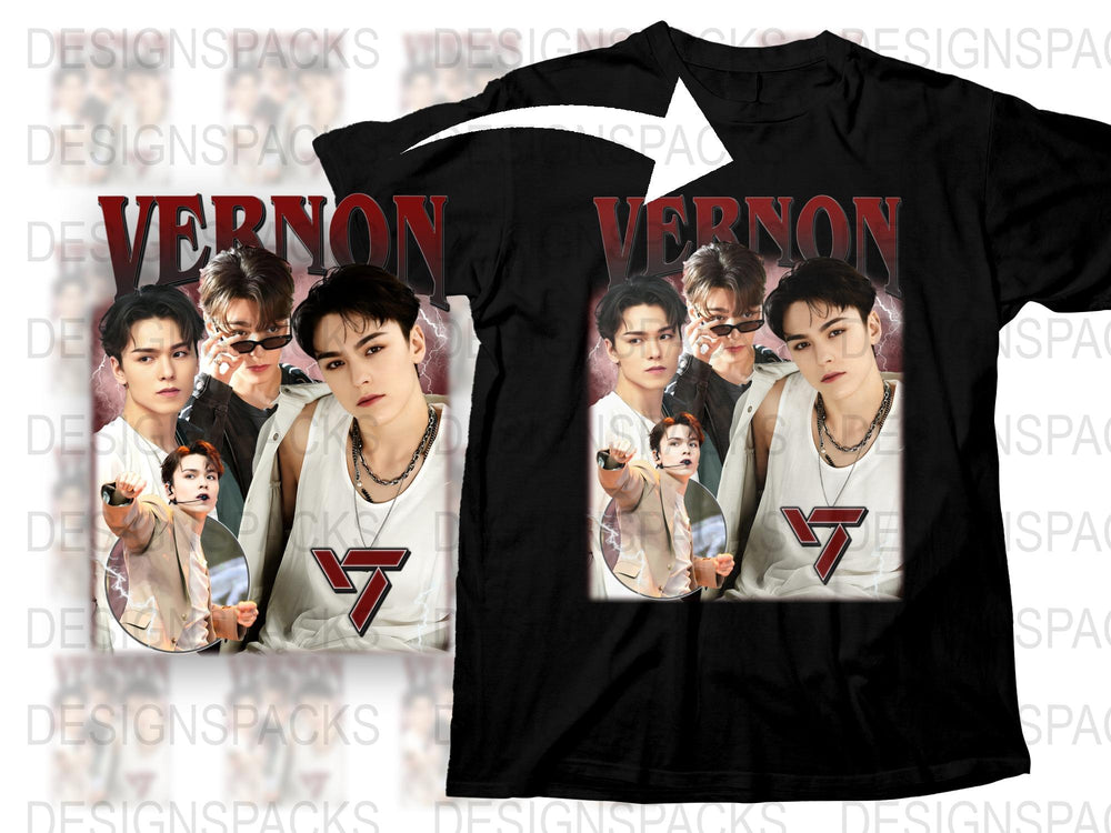 Vernon Fan T-Shirt, K-Pop Idol Graphic Tee, Unisex Hip Hop Style Apparel, Music Lover Gift