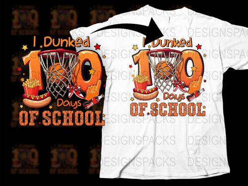 100 Days of School T-Shirt, I Dunked 100 Days Celebration, Kids Basketball Tee, Colorful Graphic Print Shirt, Student Gift Idea