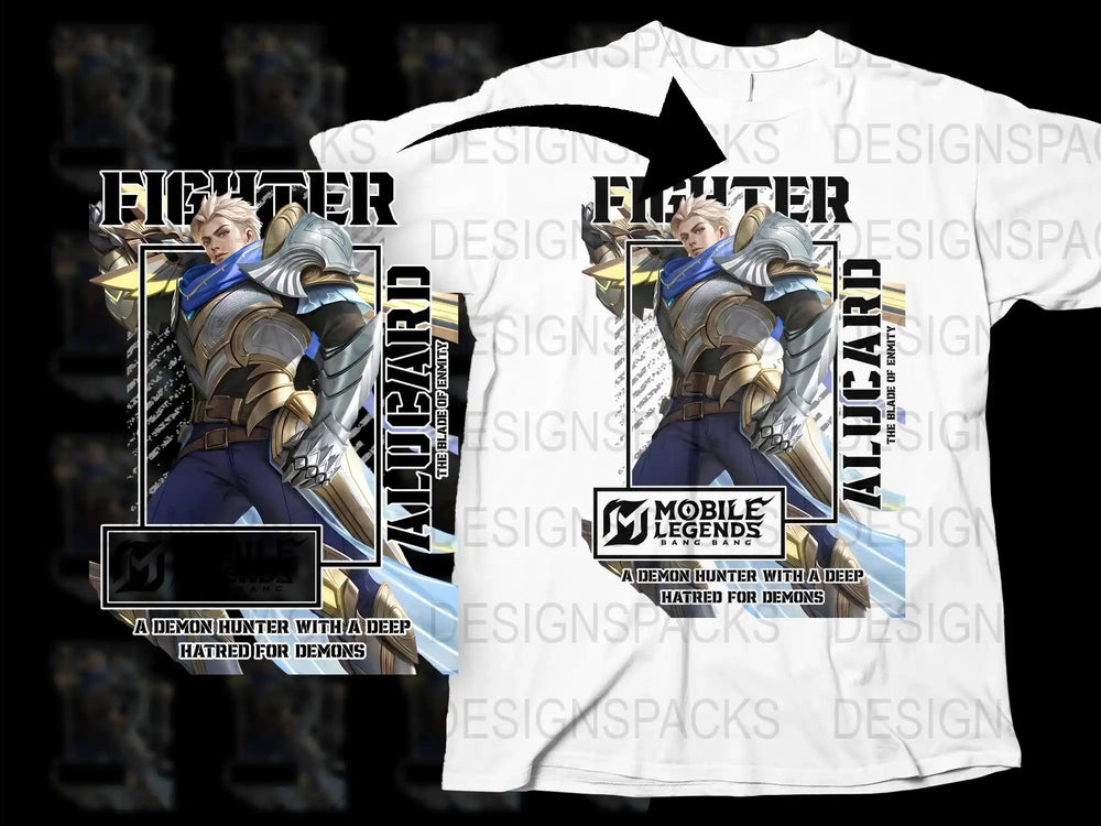 Mobile Legends Alucard T-Shirt, Fighter Demon Hunter Graphic Tee, Anime Style Gaming Merchandise, Cool Hero Shirt