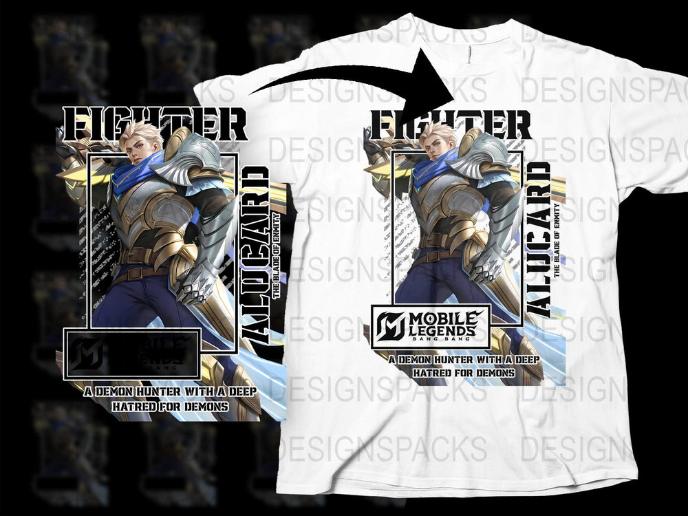 Mobile Legends Alucard T-Shirt, Fighter Demon Hunter Graphic Tee, Anime Style Gaming Merchandise, Cool Hero Shirt