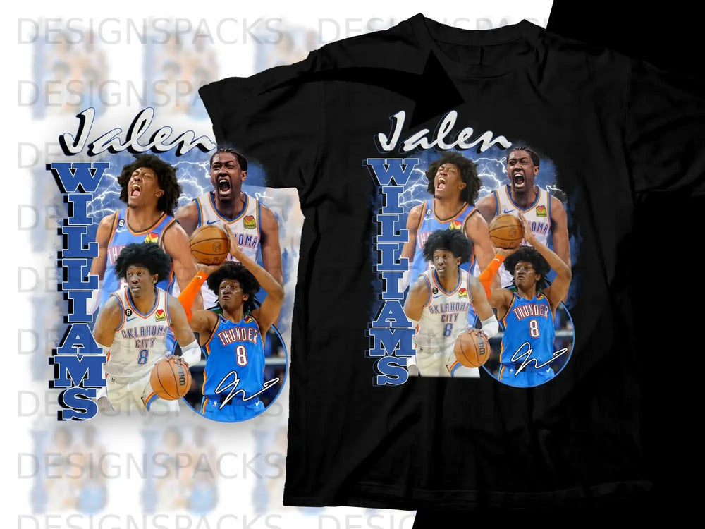 Black t-shirt featuring Jalen Williams of the Oklahoma City Thunder.