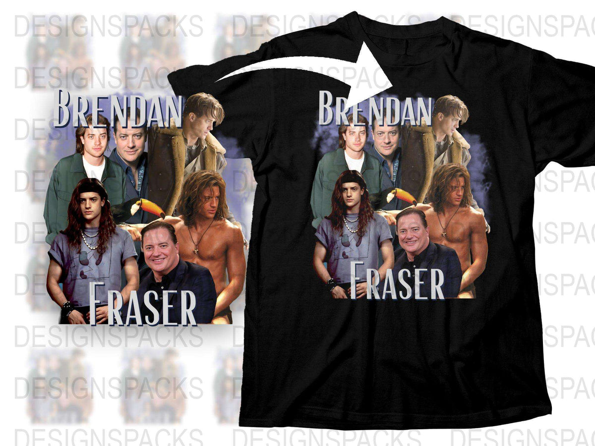 Brendan Fraser Movie Collage T-Shirt, Classic Film Characters, Unisex Graphic Tee