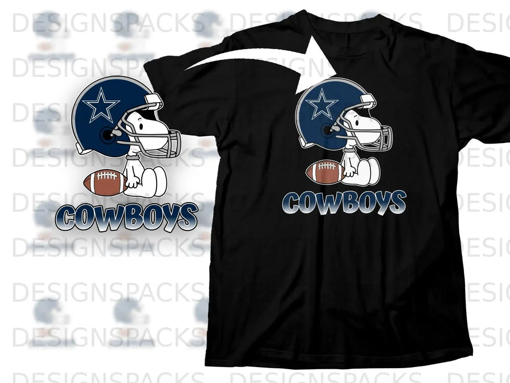 Snoopy Dallas Cowboys Helmet Football COWBOYS Black T Shirt product type