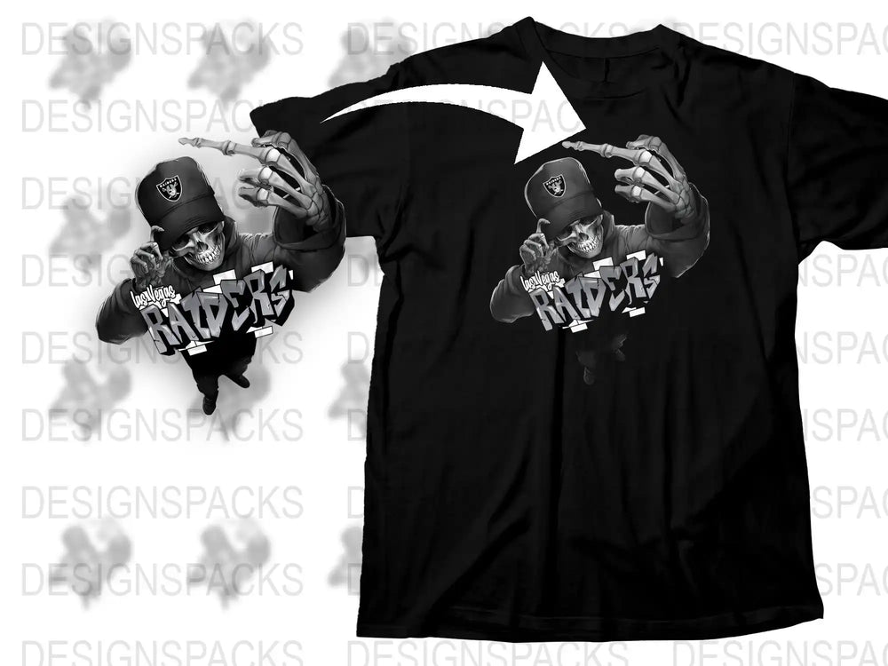 Raiders Fan T-Shirt, Black Graphic Tee, Hip Hop Style, Casual Streetwear, Men's Fashion Shirt, Game Day Outfit