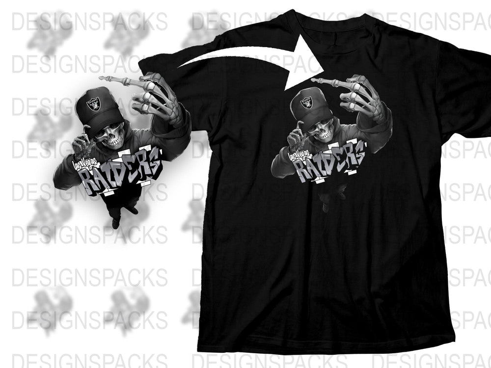 Raiders Fan T-Shirt, Black Graphic Tee, Hip Hop Style, Casual Streetwear, Men's Fashion Shirt, Game Day Outfit