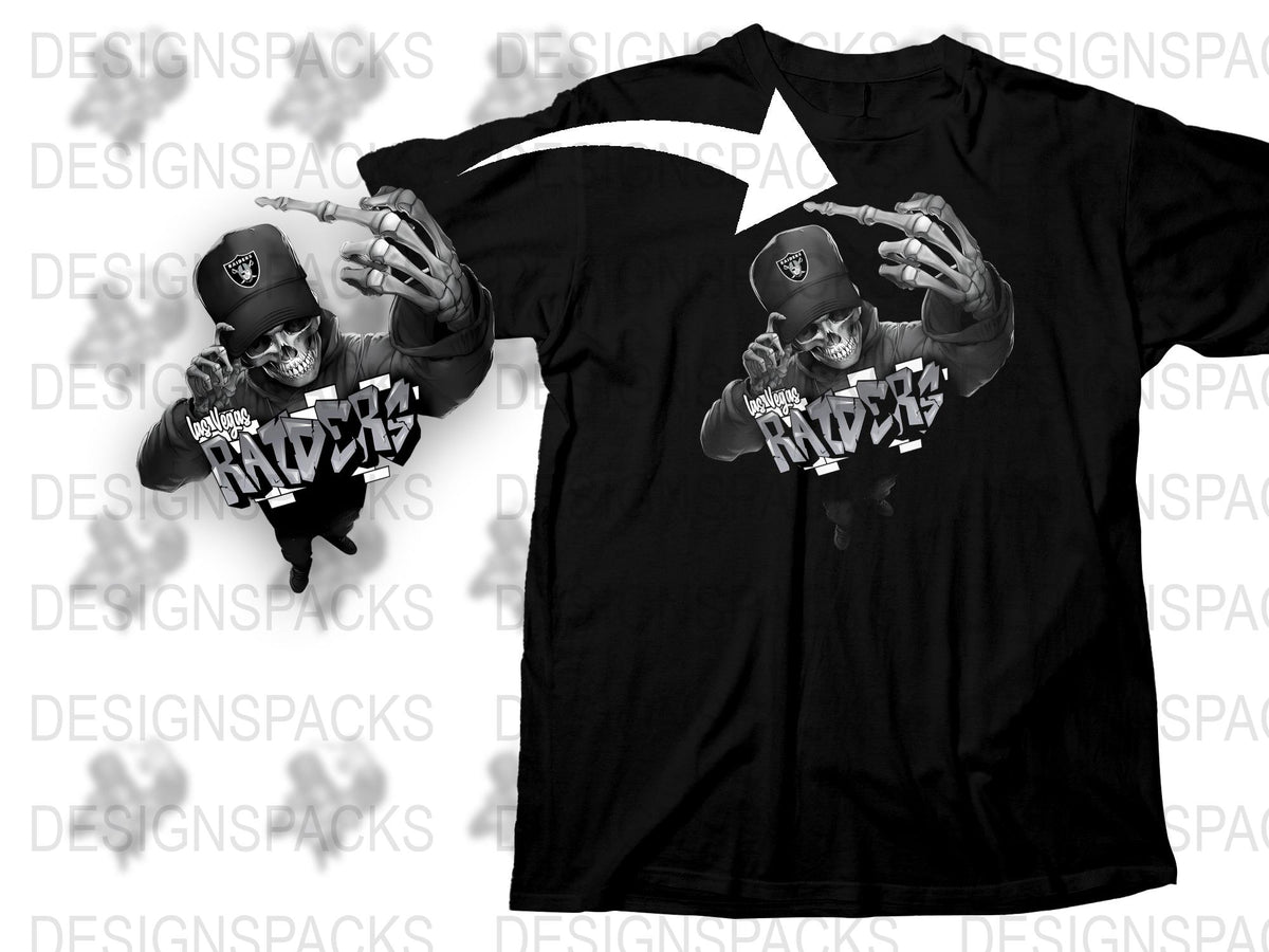 Raiders Fan T-Shirt, Black Graphic Tee, Hip Hop Style, Casual Streetwear, Men's Fashion Shirt, Game Day Outfit