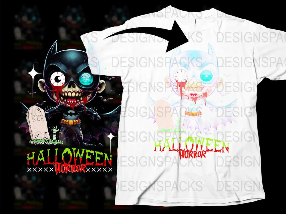 Halloween Horror T-Shirt Spooky Vampire and Ghost Cartoon Design, Unisex Graphic Tee for All Ages