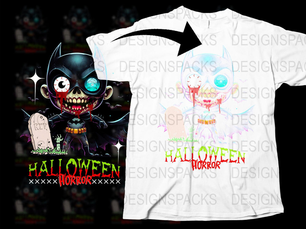 Halloween Horror T-Shirt Spooky Vampire and Ghost Cartoon Design, Unisex Graphic Tee for All Ages