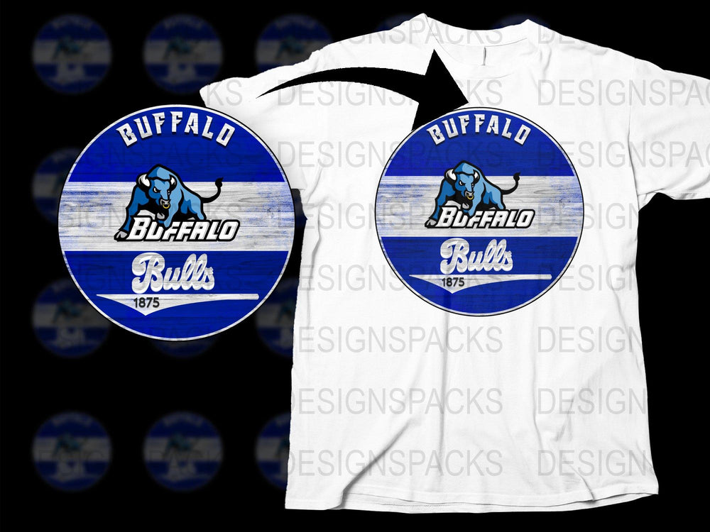 Buffalo Bulls 1875 Vintage Logo T-Shirt, Retro Sports Tee, Blue and White Graphic Shirt