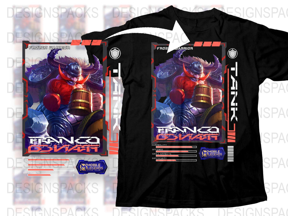 Anime Warrior Graphic T-Shirt, Cool Red and Blue Design, Trendy Manga Style Tee