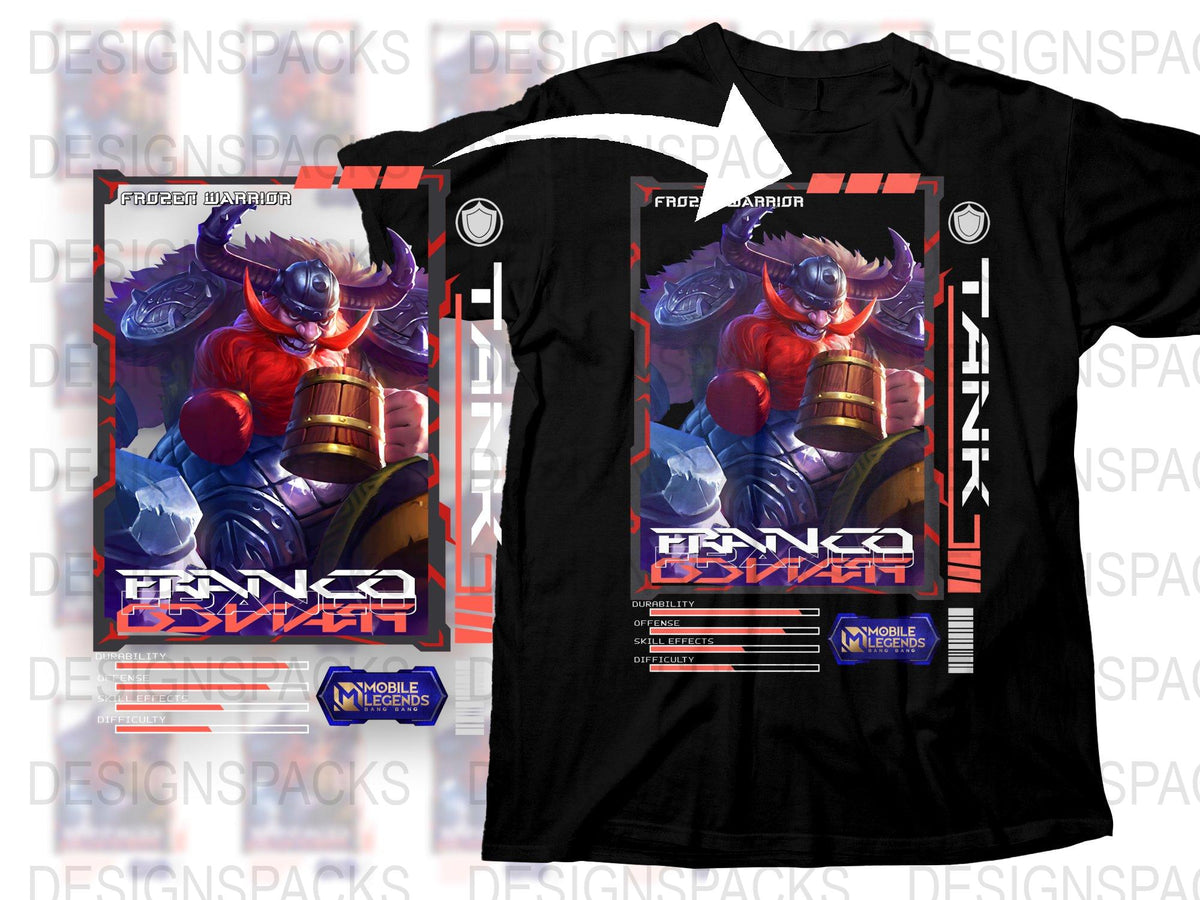 Anime Warrior Graphic T-Shirt, Cool Red and Blue Design, Trendy Manga Style Tee