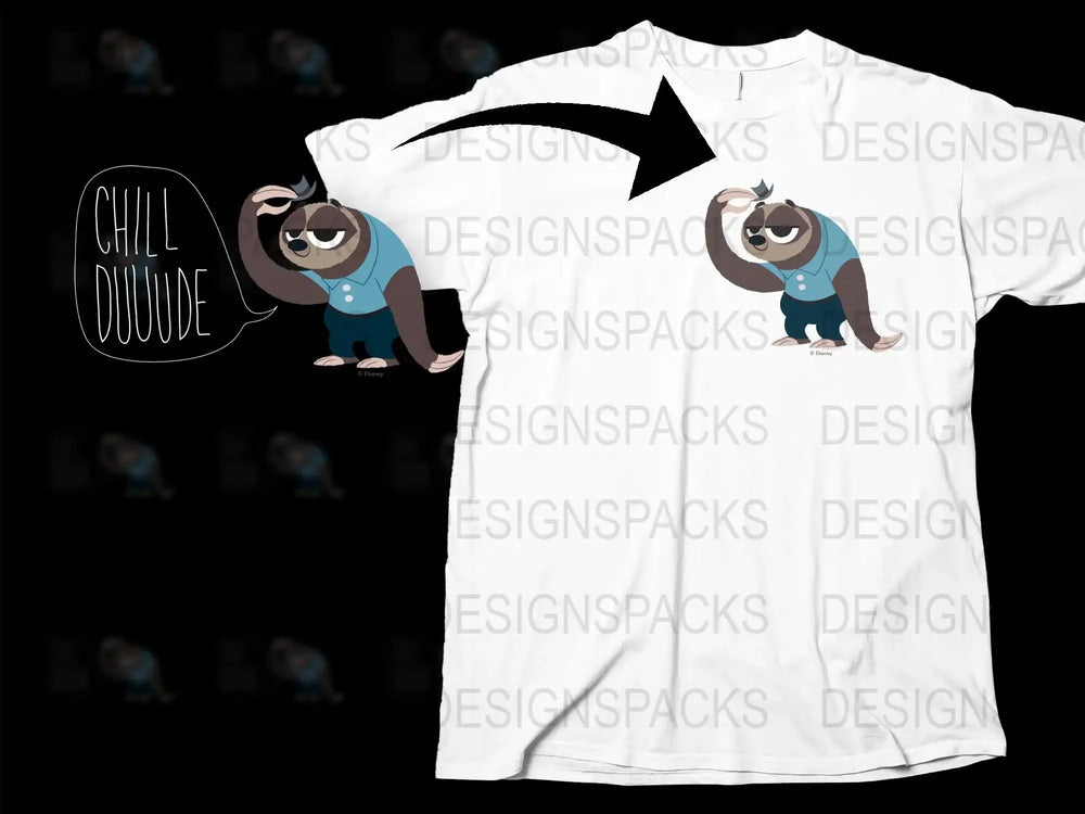 Chill Dude Sloth Graphic T-Shirt, Funny Cartoon Sloth Tee, Casual Unisex Cotton Shirt, Cool Animal Design Top, Gift Idea