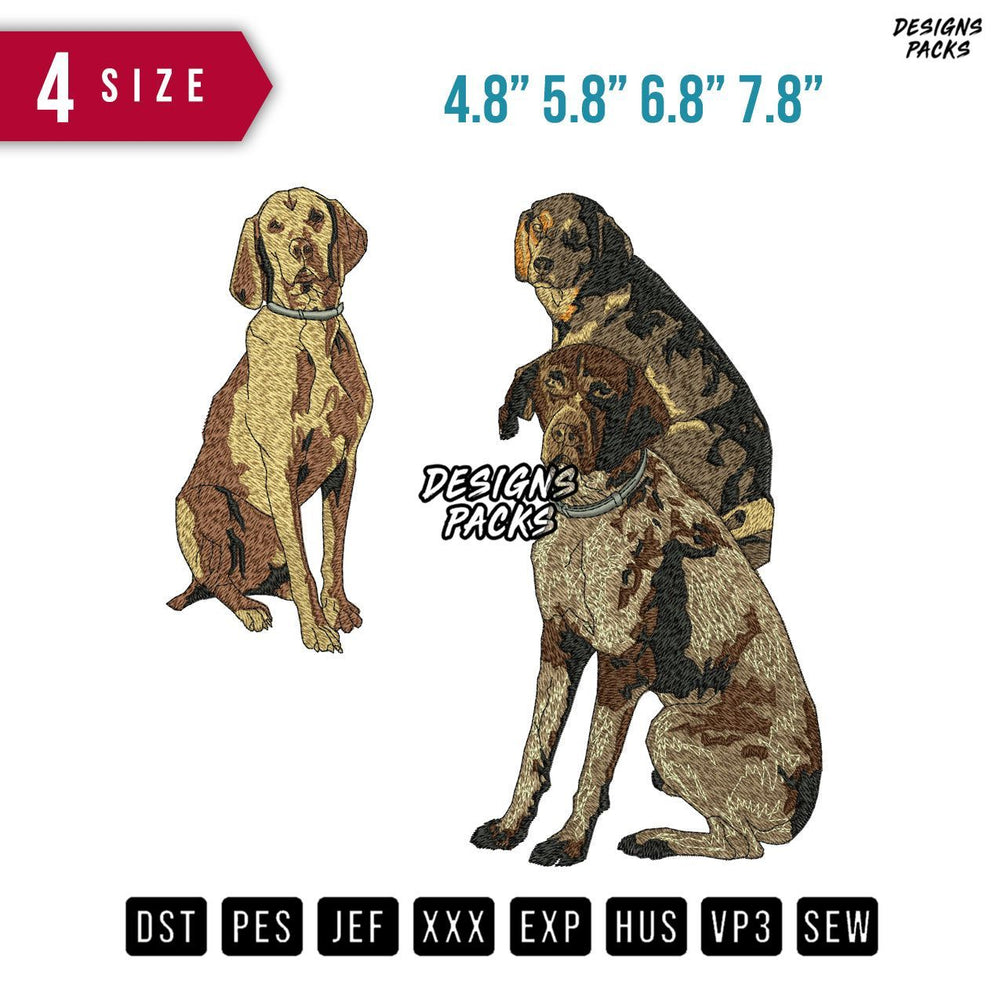 3 Dogs Sitting Embroidery Design