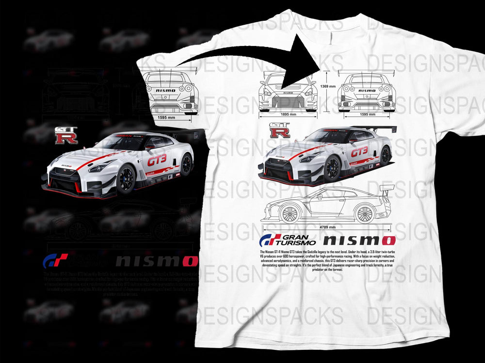 Gran Turismo Nismo Racing Car T-Shirt, White Graphic Tee, Motorsport Apparel