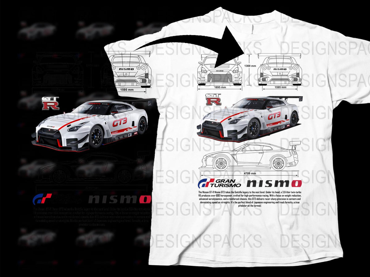 Gran Turismo Nismo Racing Car T-Shirt, White Graphic Tee, Motorsport Apparel