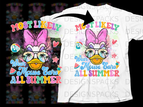 Daisy Duck wearing sunglasses, text 