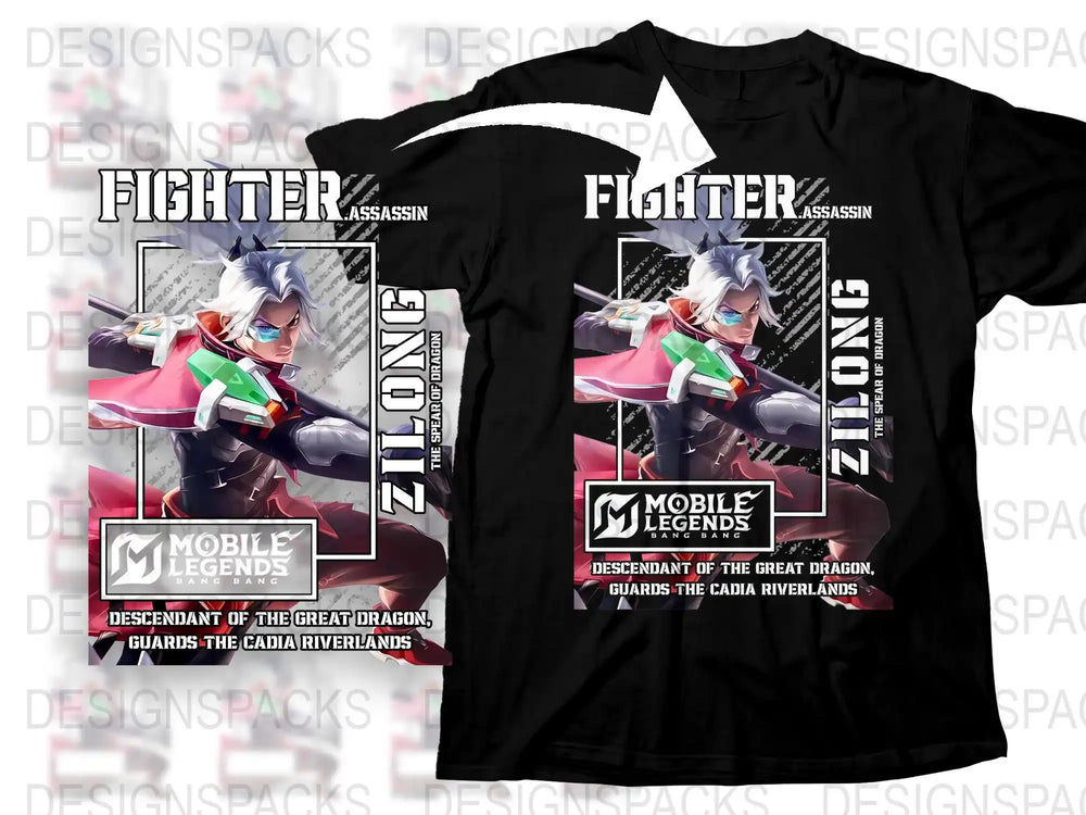 Mobile Legends Zilong Fighter T-Shirt, Assassin Graphic Tee, Gaming Apparel, Unisex Black Shirt