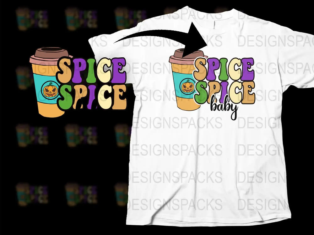 Spice Baby Pumpkin Latte Graphic T-Shirt, Funny Fall Coffee Lover Tee, Unisex Casual Autumn Wear