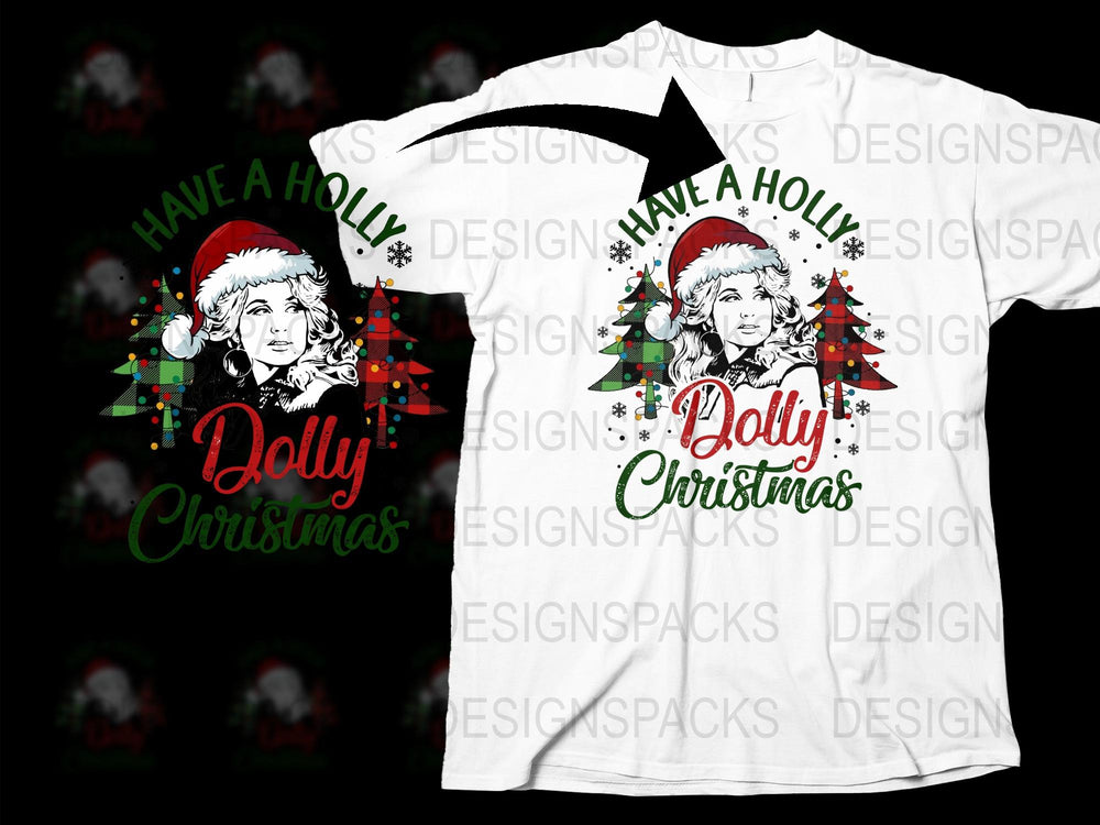Dolly Christmas T-Shirt, Holly Jolly Holiday Tee, Festive Winter Apparel, Unisex Graphic Shirt
