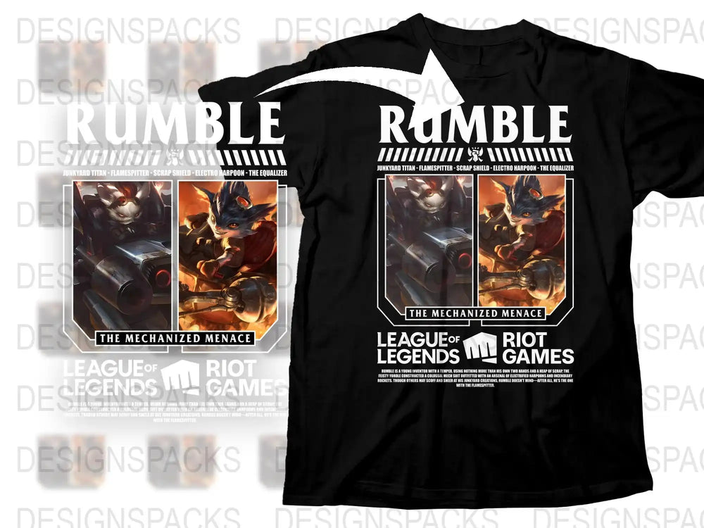 League of Legends Rumble T-Shirt, Gaming Tee, Graphic Black Shirt, Riot Games Merchandise
