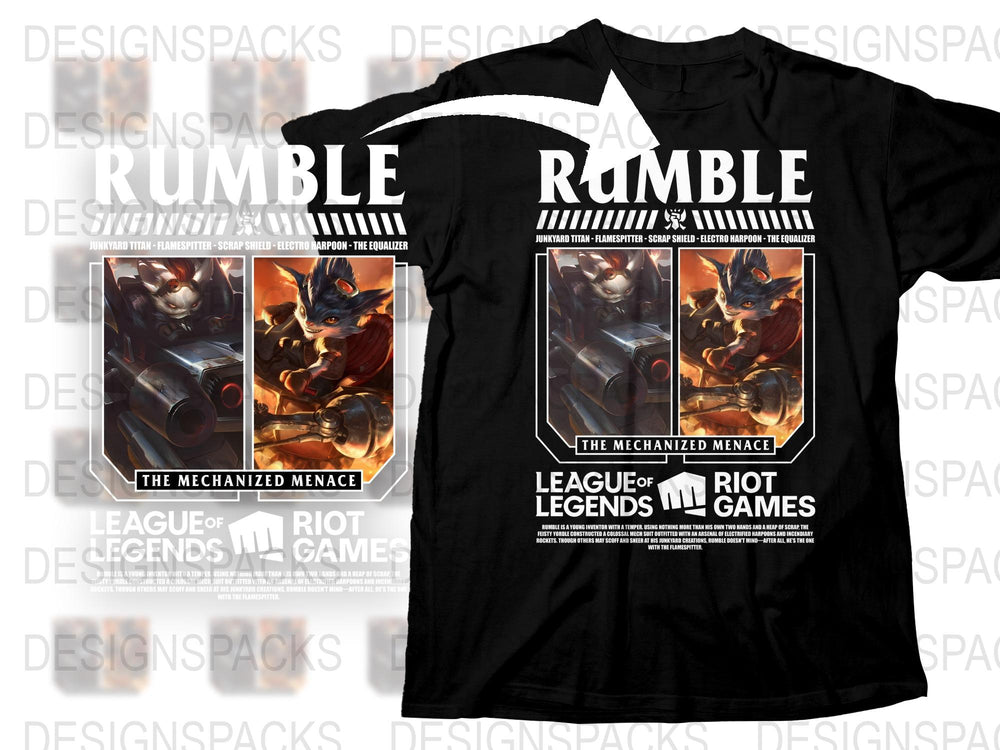 League of Legends Rumble T-Shirt, Gaming Tee, Graphic Black Shirt, Riot Games Merchandise