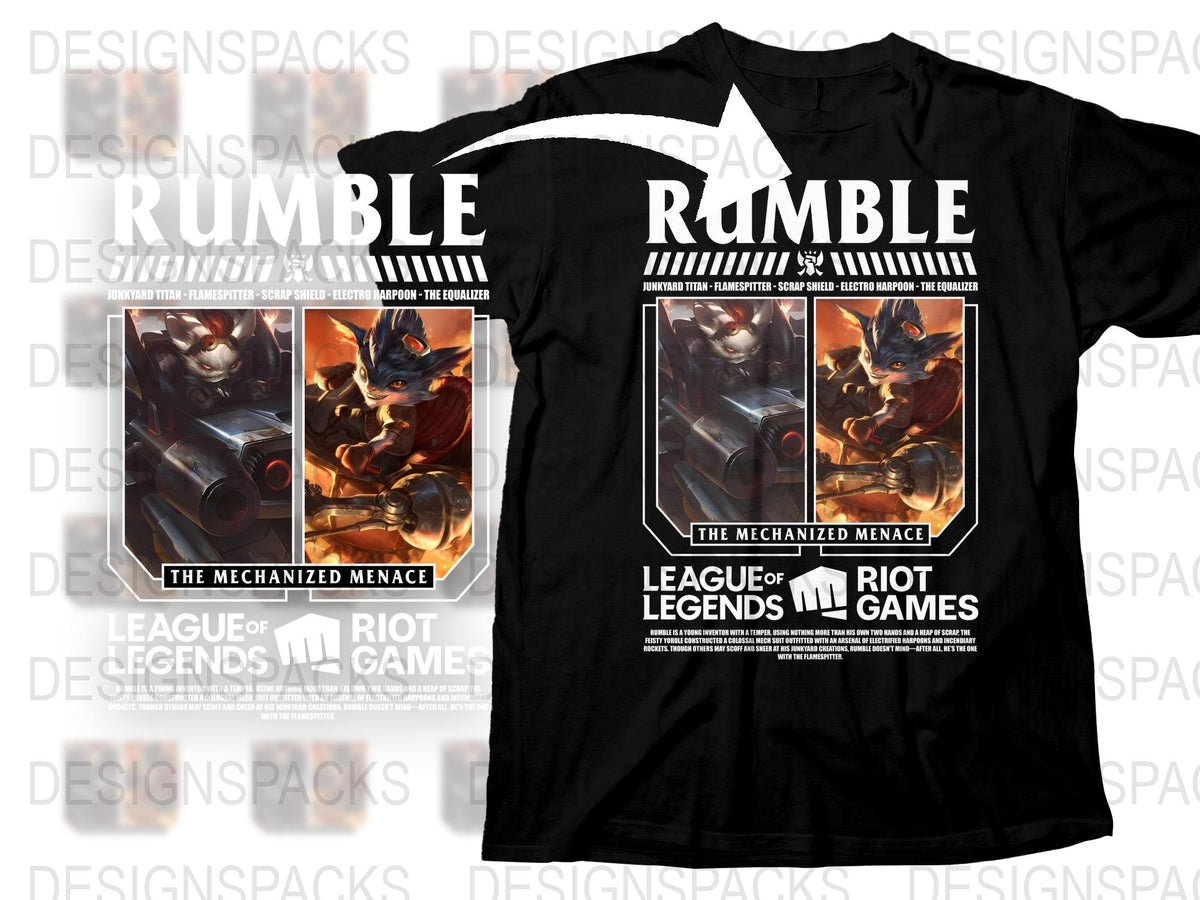 League of Legends Rumble T-Shirt, Gaming Tee, Graphic Black Shirt, Riot Games Merchandise