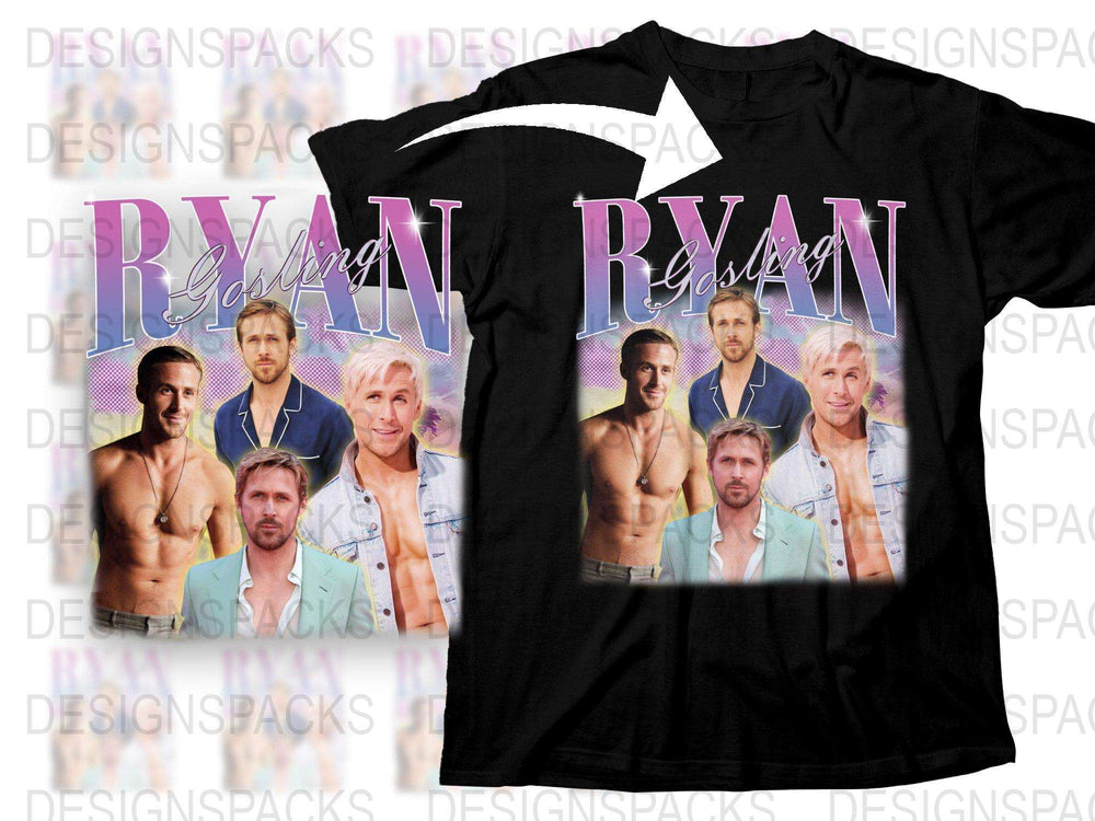 Ryan Gosling Fan T-Shirt, Collage Graphic Tee, Movie Star Shirt, Celebrity Fashion, Unisex Top