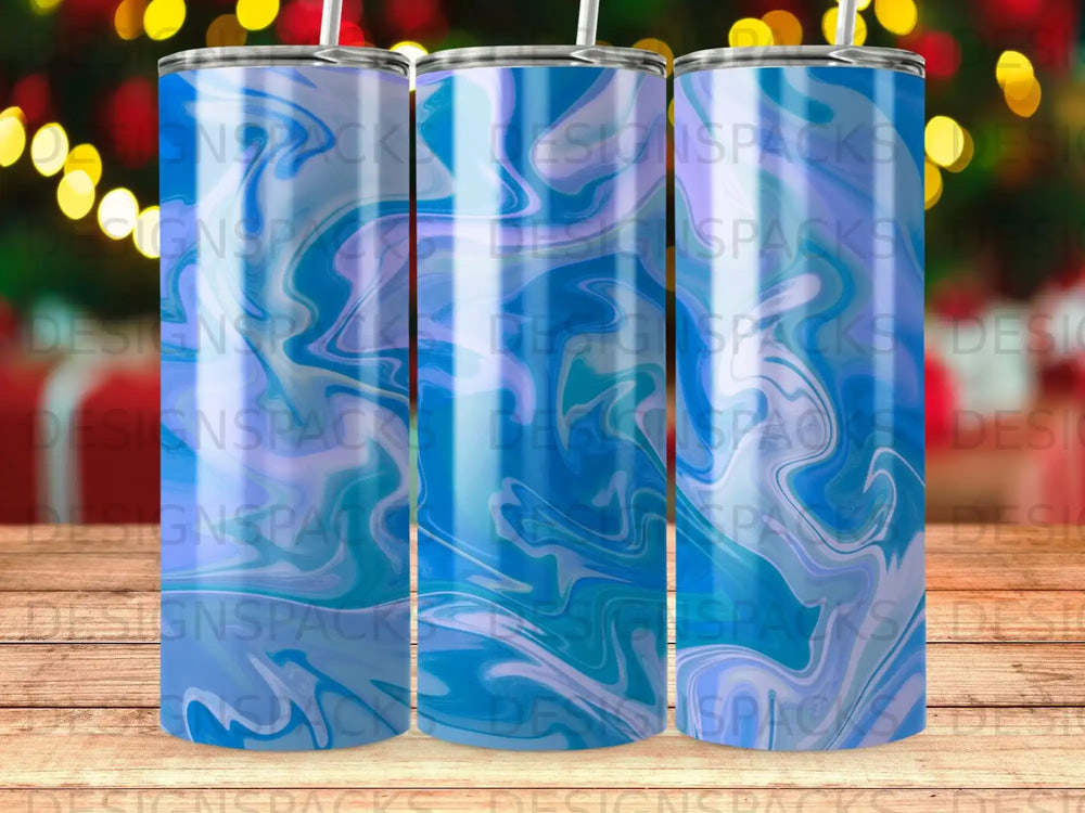 Blue White Swirl Liquid Marbled Design Tumbler product type