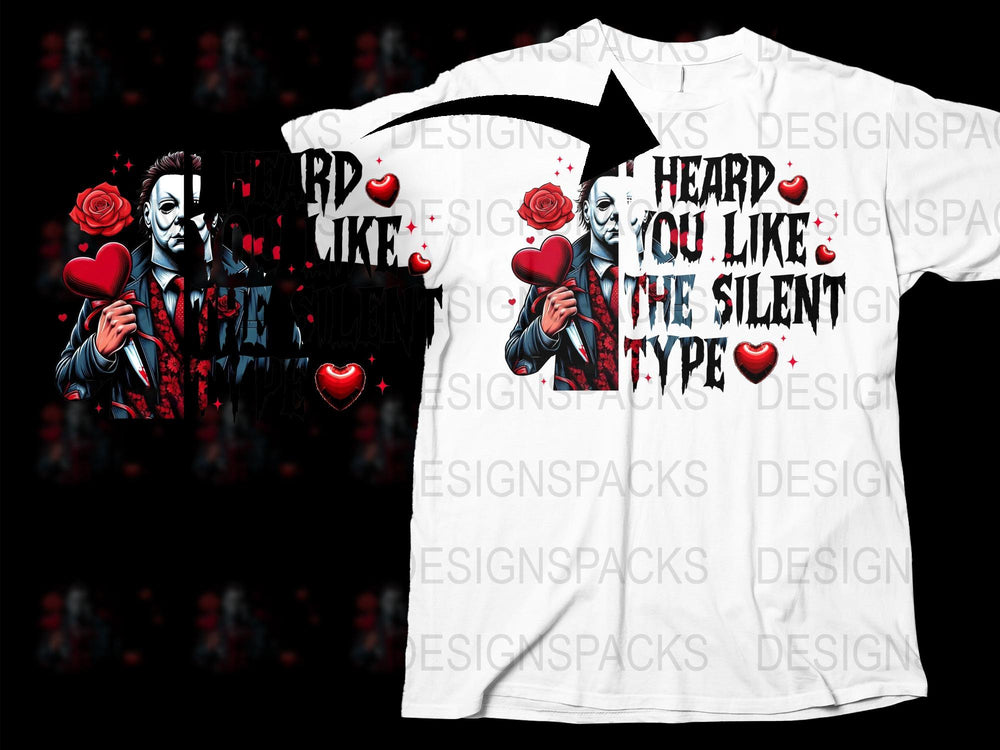 Horror Movie Inspired T-Shirt, Scary Mask and Red Heart, Unisex Graphic Tee, Unique Halloween Apparel