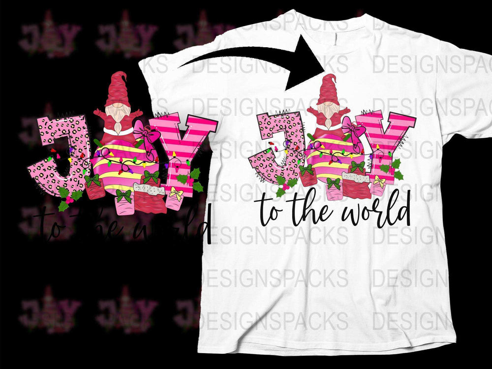 Joy to the World Christmas T-Shirt, Pink Camo Santa Graphic Tee, Holiday Festive Apparel for All Ages