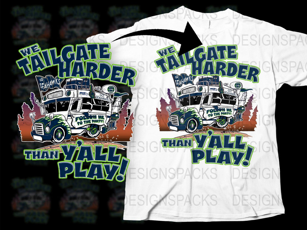 Tailgate Harder Than Y'all Play T-Shirt, Football Tailgating Party Tee, Sports Fan Gift