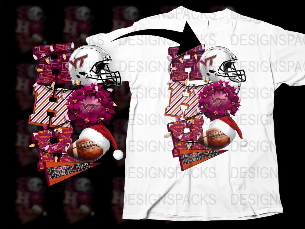 Virginia Tech Inspired Football Helmet Graphic T-Shirt, Maroon Orange Sports Fan Apparel, College Football Season Wear
