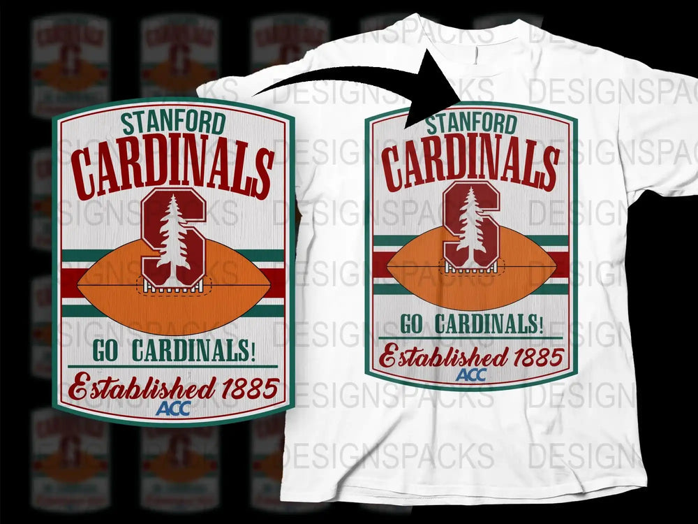 Stanford Cardinals T-Shirt, Vintage Sports Tee, College Football Apparel, Fan Gift Idea, Established 1885, ACC Conference Merchandise