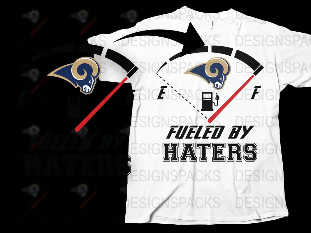 Fueled by Haters Rams Sports Team Logo T-Shirt, White Graphic Tee, Fan Apparel