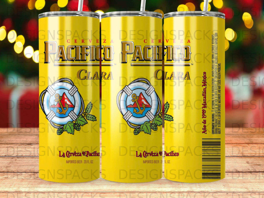 Two Pacifico beer cans featuring the brand's logo and "CERVEZA" text.