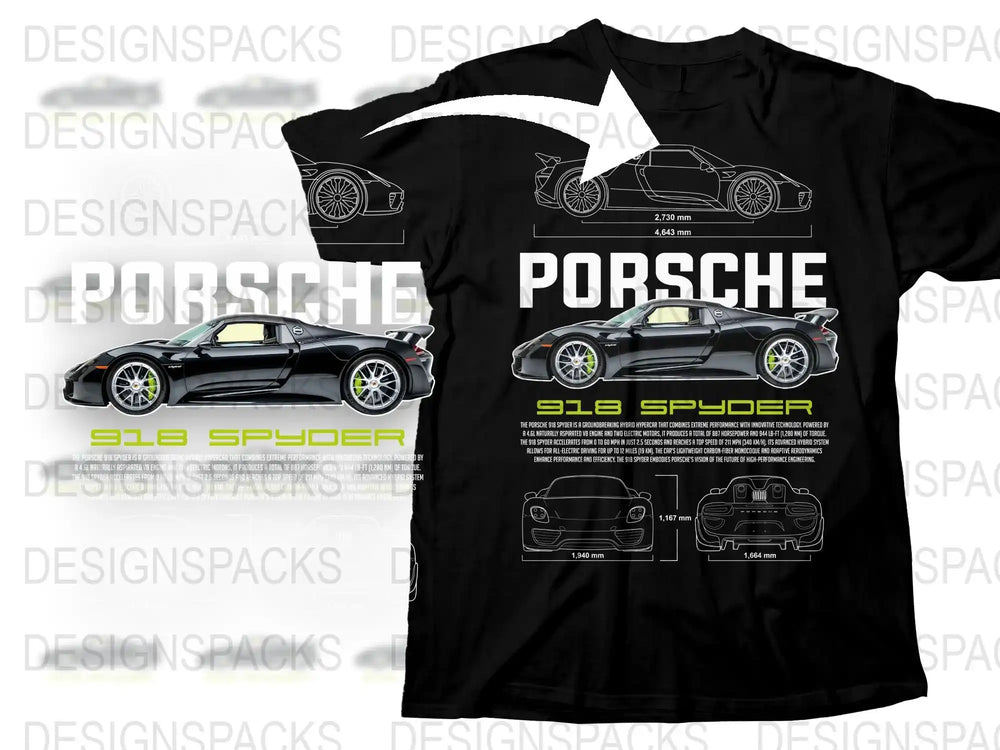 Porsche 918 Spyder Graphic T-Shirt, Sports Car Enthusiast Tee, Automobile Fan Gift, Racing Style Cotton Shirt, Car Lover Apparel
