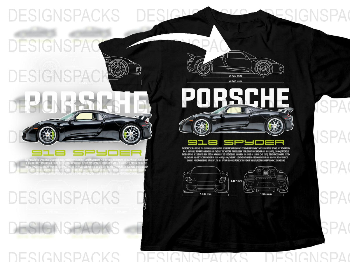 Porsche 918 Spyder Graphic T-Shirt, Sports Car Enthusiast Tee, Automobile Fan Gift, Racing Style Cotton Shirt, Car Lover Apparel