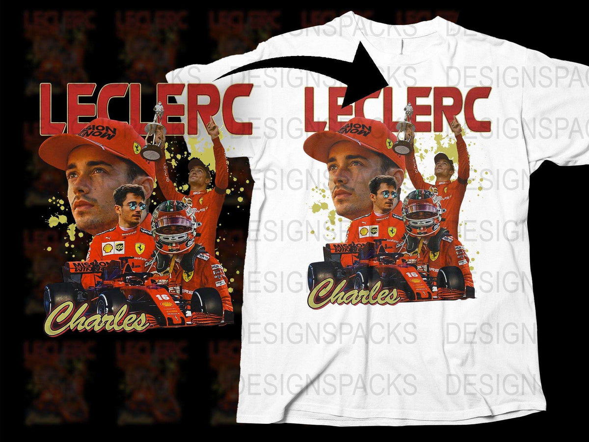 Charles Leclerc Racing Driver Graphic T-Shirt, Motorsport Fan Apparel, Formula One Merchandise, Vibrant Red Design