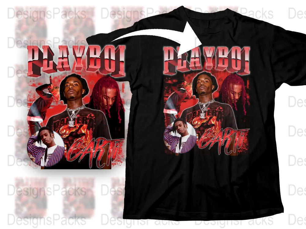 Playboy Carti Graphic T-Shirt, Hip Hop Music Tee, Fan Merchandise, Urban Streetwear Style, Bold Red Print