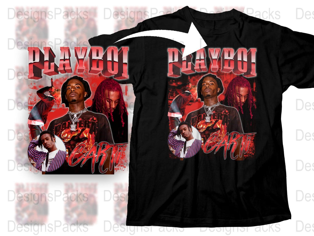 Playboy Carti Graphic T-Shirt, Hip Hop Music Tee, Fan Merchandise, Urban Streetwear Style, Bold Red Print