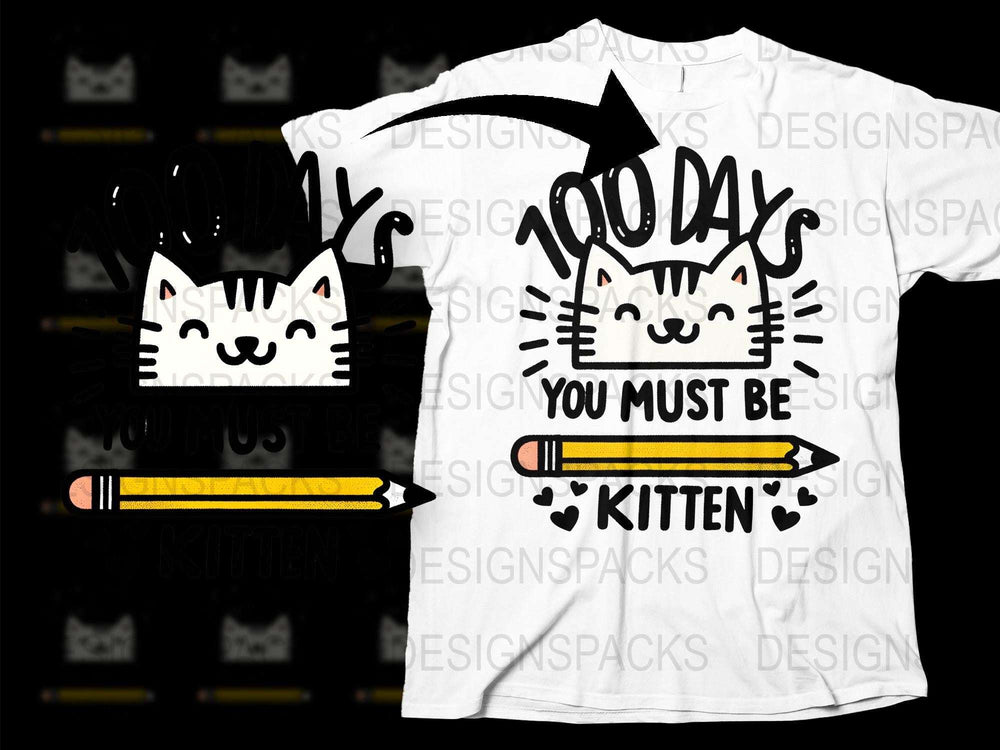 Cute Kitten T-Shirt, Funny Cat Graphic Tee, 'You Must Be Kitten', Animal Lover Gift, Unisex White Shirt with Cat and Pencils Design