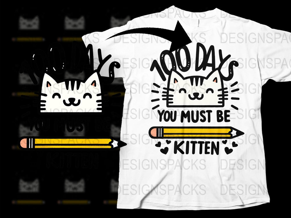 Cute Kitten T-Shirt, Funny Cat Graphic Tee, 'You Must Be Kitten', Animal Lover Gift, Unisex White Shirt with Cat and Pencils Design