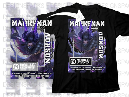 Mobile Legends Moskov T-Shirt, Warrior of the Desert Design, Gaming Apparel