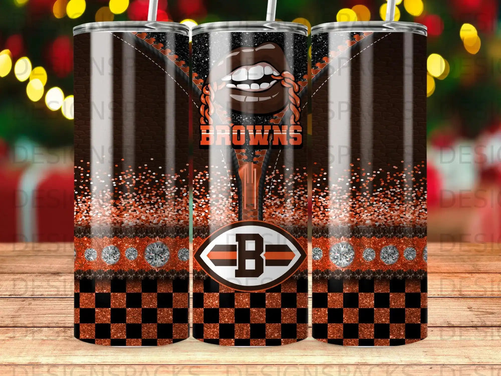 Browns logo and sparkling accents on a tumbler.