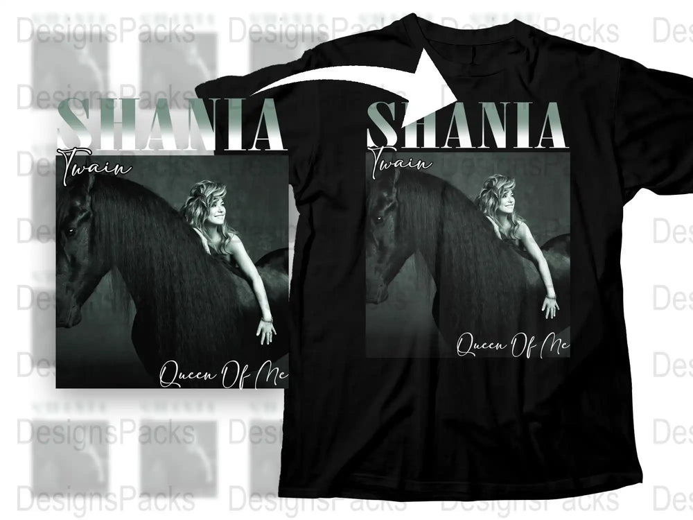 Shania Twain Queen of Me Horse Graphic T-Shirt, Black Tee, Music Fan Apparel, Vintage Style Concert Merchandise